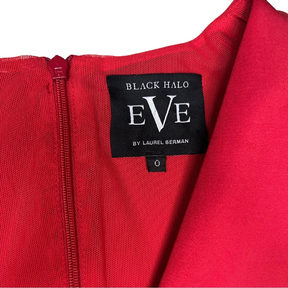 Black Halo Eve Satin Gown Womens 0 Red Floor Length V-Neck Formal Sheath Dress - Picture 3 of 6
